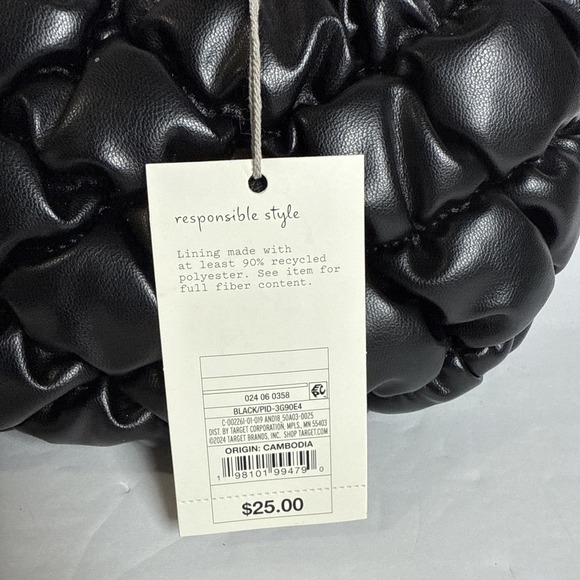 A New Day Black‎ Bubble Quilted Handbag  Top Handle, Small & Stylish 12x8 In - Picture 2 of 4